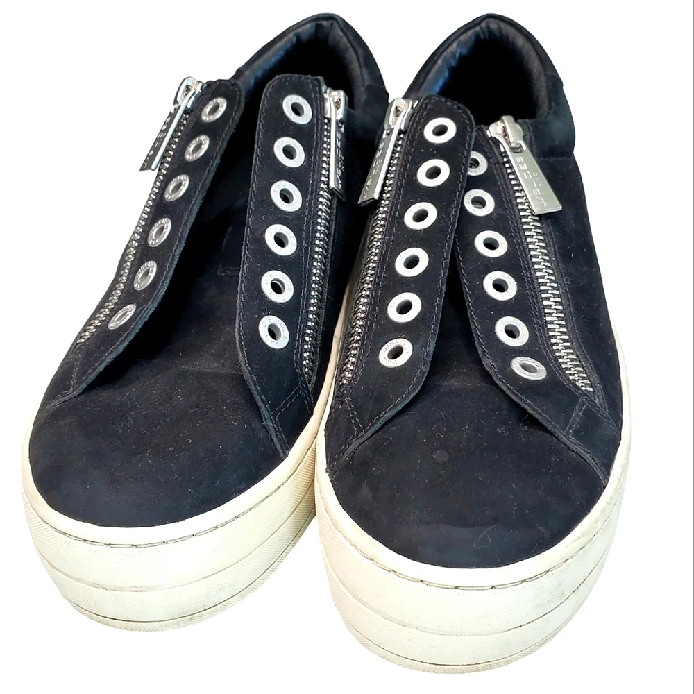 39) J/SLIDES NYC Fashion Leather Zipper Sneakers Sz. 6½